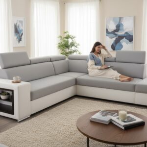 Rozkładany narożnik OH Phoenix M23 - regulowane zagłówki i półki w boczku