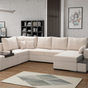 Narożnik OH Magnifico K9 z drewnianym blatem, funkcją spania