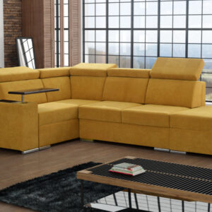 Narożnik OH Amonia H6 z funkcją spania, regulowanymi zagłówkami i blatem pod laptopa